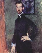 Amedeo Modigliani Portrat des Paul Alexanders vor grunem Hintergrund Sweden oil painting artist